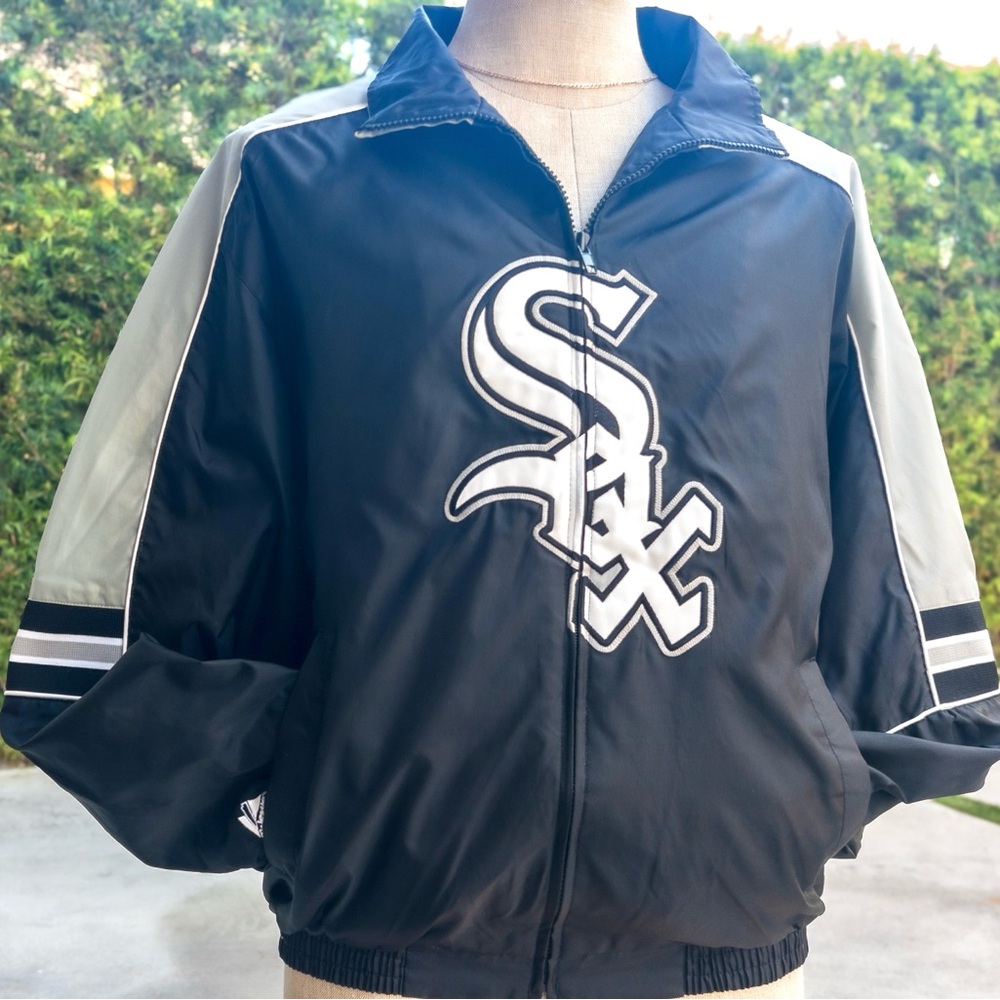 CHICAGO White Sox MLB Vintage Windbreaker Jacket Size Medium | Black & Gray